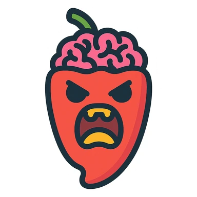 evil pepper with brain sticking out and screaming, no text sticker