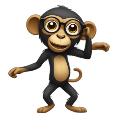 Dancing Monkey with spectacles sticker