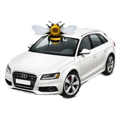 Bee driving white Audi  sticker