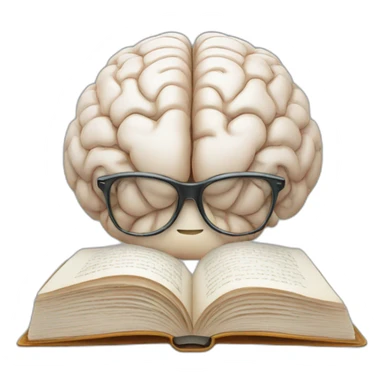 A brain reading a book sticker