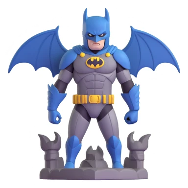 Batman in tactical armor suit with pointed ears, standing on gargoyle sticker