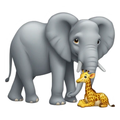 Éléphant avec girafe sticker