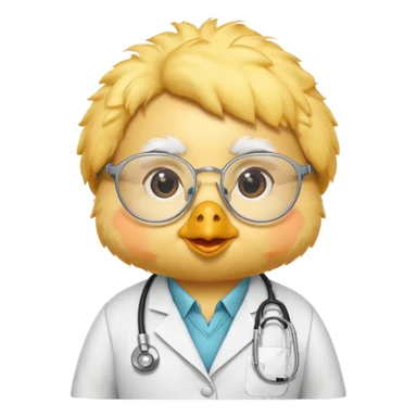 chick animal with glasses, wearing doctor uniform sticker