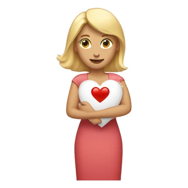 Blonde Mother holds her  big heart in her arm sticker