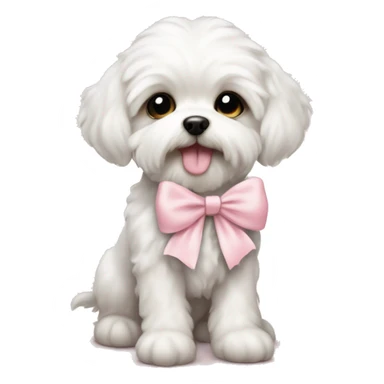 schichon puppy with pale pink bow sticker