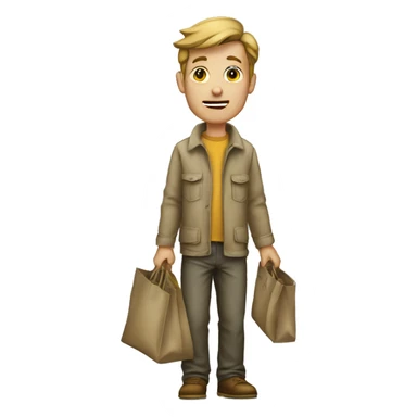 a poor man showing empty pockets sticker