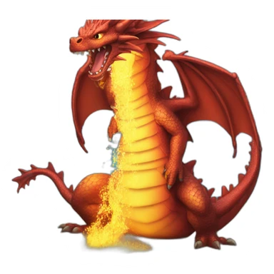 a dragon pissing fire on the ocean sticker