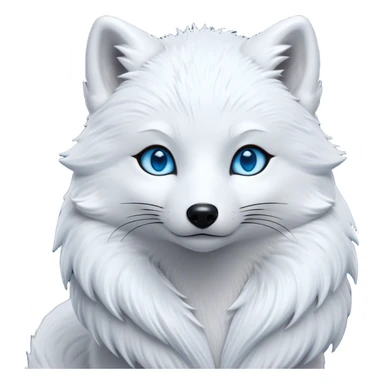 Cinematic Noble Arctic Fox Portrait Emoji, Poised and regal, with a compact, agile build and a luxurious, pure white Fur accented by a subtle hint of icy blue, deep-set soulful piercing eyes, Simplified yet sharp and sophisticated features, highly detailed, glowing with a soft, dignified glow, high shine, intelligent and cunning, stylized with an air of arctic elegance, focused and attentive, soft glowing outline, capturing the essence of a watchful and confident fox, so majestic it feels as though it could dash out of the screen with effortless authority! sticker