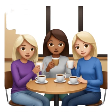 3 girl disscussion around a table in coffe shop sticker