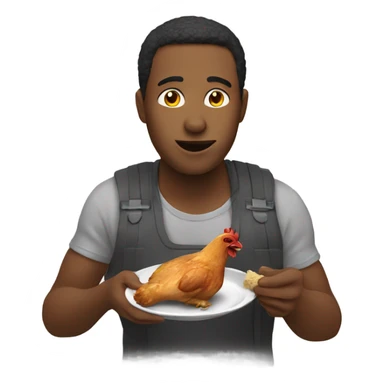person eating chicken sticker