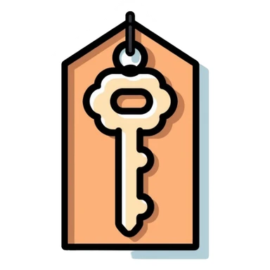 classic vintage hotel room key with diamond-shaped tag sticker