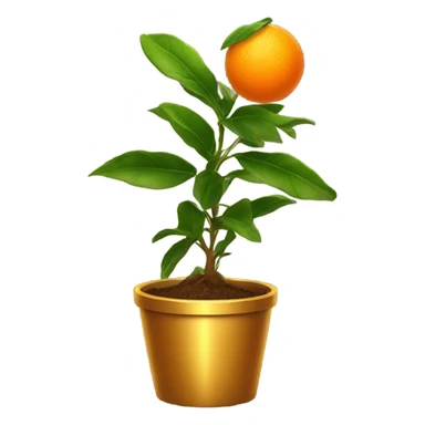 orange plant in gold pot sticker