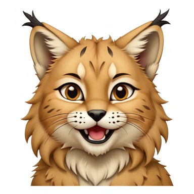 Cinematic-realistic cute-Lynx-Portrait-Emoji – Head tilted dramatically with an exaggeratedly amused expression, featuring a thick, tufted golden-brown coat with striking black ear tufts, wide, expressive amber eyes filled with playful disbelief. sticker