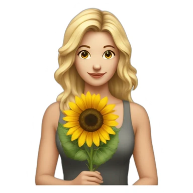 Gorgeous white woman holding a sunflower sticker