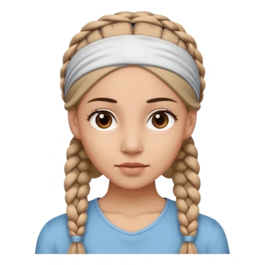 big lose braided woman face wiith big visible braids and mono color headband on head sticker