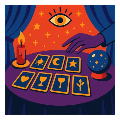 mystical tarot table with cards spread out sticker