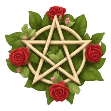 Wiccan pentagram with roses sticker