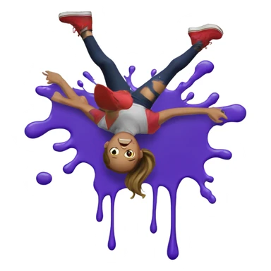 girl falling on puddle of paint on legs sticker