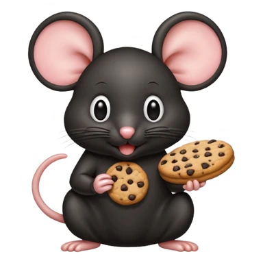 black mouse eating cookie sticker