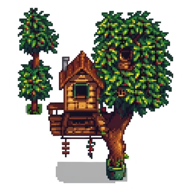 treehouse pixel art style sticker