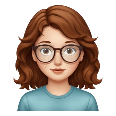 White girl with wavy brown hair and glasses sticker