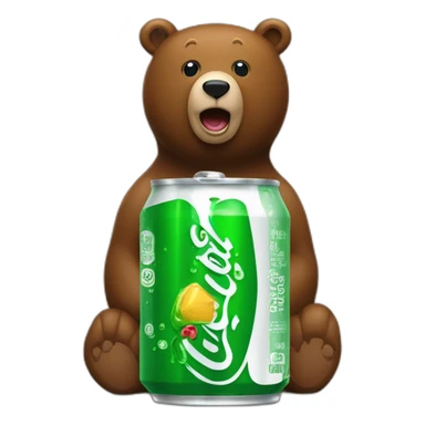 green soda can with a brown bear on sticker