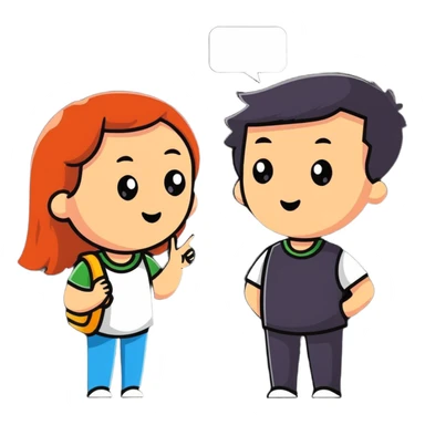 young man and woman talking sticker