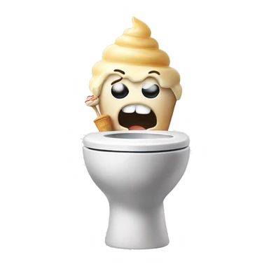 Skibidi toilet with head popping out eating ice cream sticker