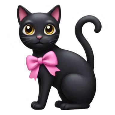 A black cat with a pink  bow  sticker