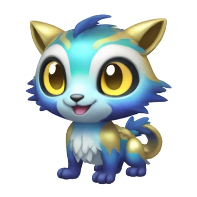 Cute cool shiny colorful fantasy animal hybrid Fakemon full body sticker