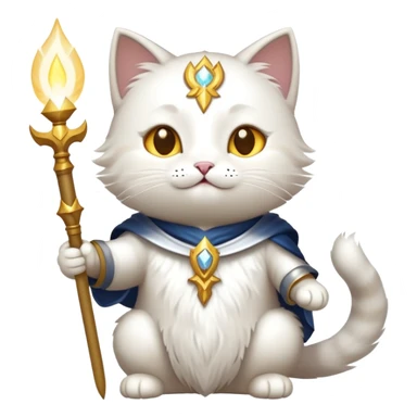 cute cat paladin casting a holy light spell sticker