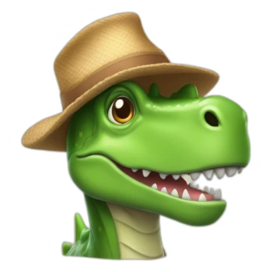 un dino avec un chapeux ecrrie joyeux anniv sticker