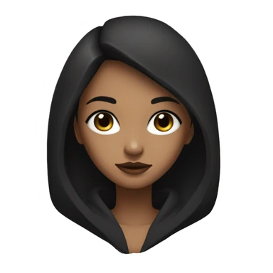Girl middle length black hush cut hair and wear black hoodie and and black eyes with eyeline sticker