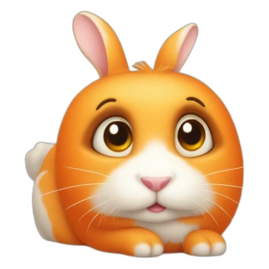 orange cute rabbit with big eyes lying sticker