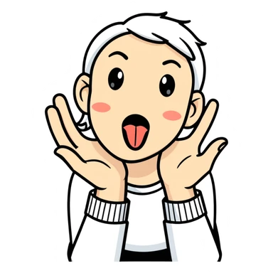 sticking out tongue with hands out sticker