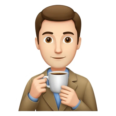 Tall man with coffee sticker