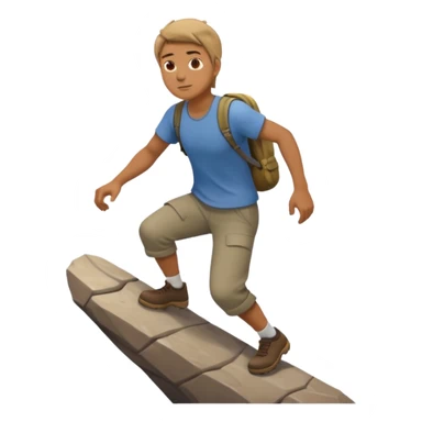Man in simple clothes Climbing up a hill sticker