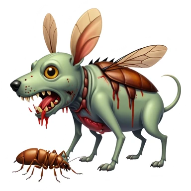 Zombie dog killing cockroach sticker