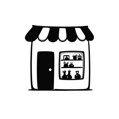 store icon, hand-drawn doodle style, playful and casual sticker