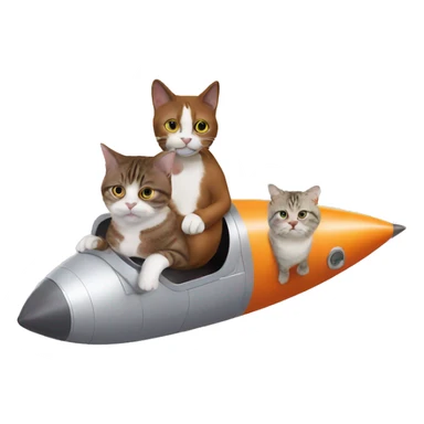 mr bean & cats sit in rocket sticker