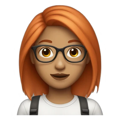 girl with glasses and red tip hair sticker