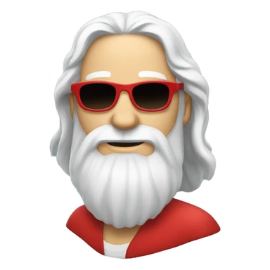 White bearded man with a long hair in red shirt and sun glasses  sticker