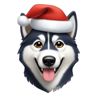 Husky with Santa hat sticker