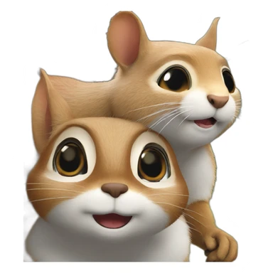 squirrel whispers something in the cat's ear sticker