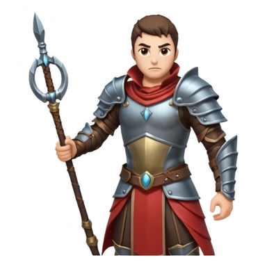 fantasy warrior man wielding a whip weapon, leather armor collar, intense eyes, heroic pose, 3D cartoon, mobile game icon style, clean background, no text, no watermark
 sticker