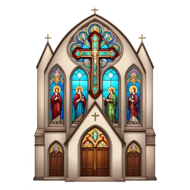 Church with cross and stained glass windows sticker