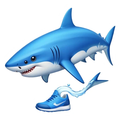 Tiburón con zapatillas azules sticker