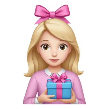 🥳🎀 pembe bir tokasını takan bey kızın elinde bir hediye var sticker