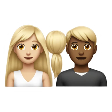 Blonge girl with bangs with a masculine woman behind her sticker