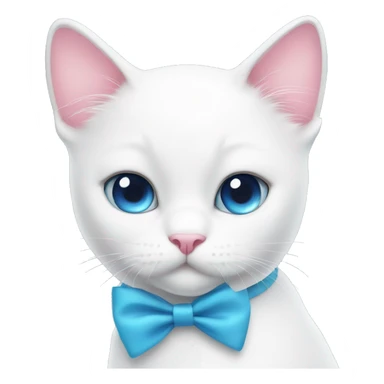White cat pink bow blue eyes  sticker